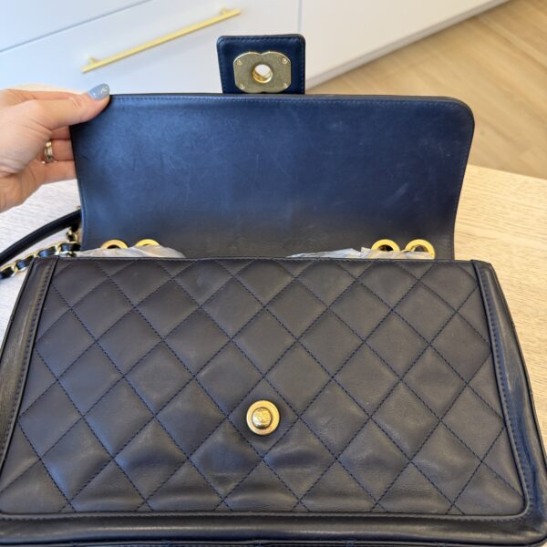 Chanel Leather Medium Elegant CC Flap Bag Navy