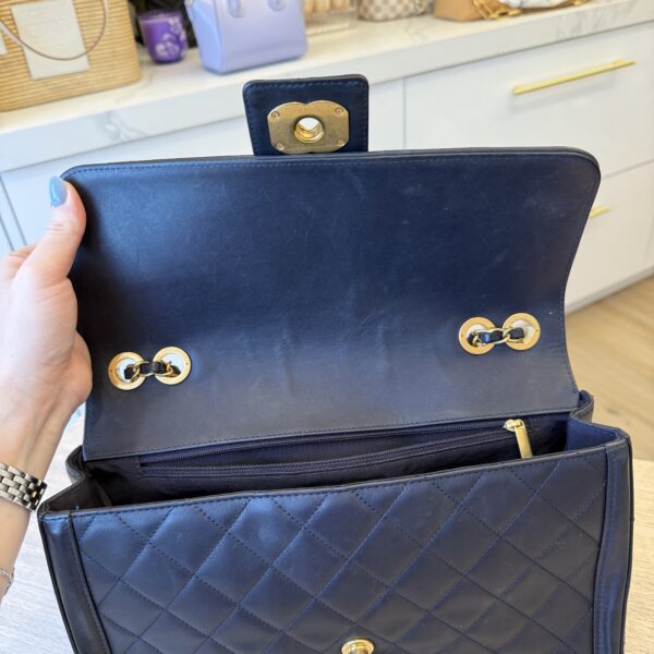 Chanel Leather Medium Elegant CC Flap Bag Navy