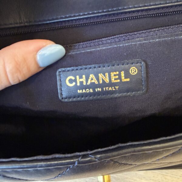 Chanel Leather Medium Elegant CC Flap Bag Navy