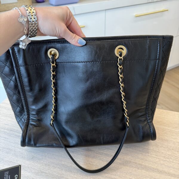 Chanel Aged Calfskin Small Charms Deauville Tote Black