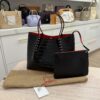 Christian Louboutin Crocodile Embossed Calfskin Spiked Small Cabarock Shopper Tote Black