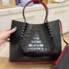 Christian Louboutin Crocodile Embossed Calfskin Spiked Small Cabarock Shopper Tote Black