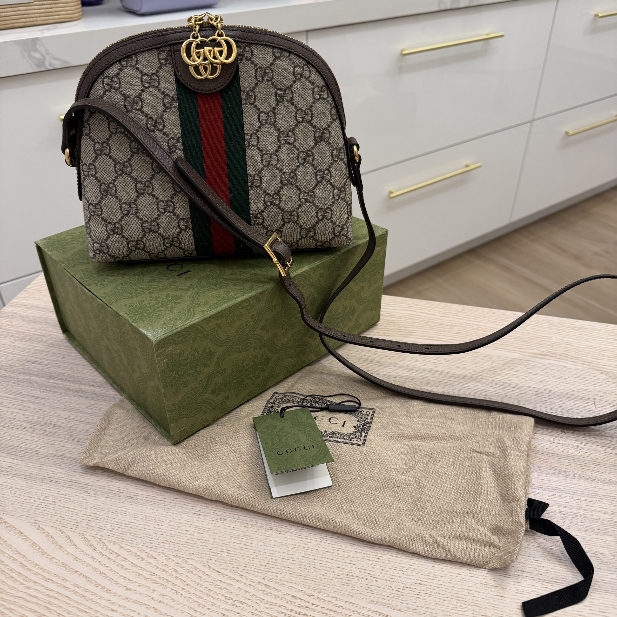 Gucci GG Ophidia Dome Shoulder Bag GG Coated Canvas Small