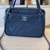 Chanel Iridescent Calfskin Quilted Relax CC Camera Case Navy