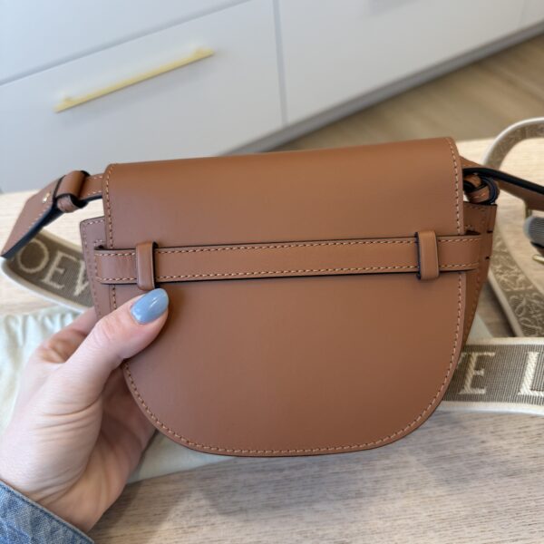 Loewe Mini Gate Dual Bag in Soft Calfskin and Jacquard Tan