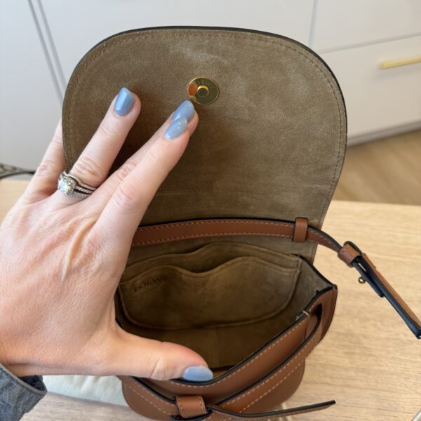 Loewe Mini Gate Dual Bag in Soft Calfskin and Jacquard Tan