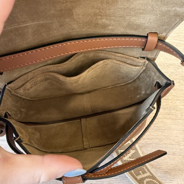 Loewe Mini Gate Dual Bag in Soft Calfskin and Jacquard Tan