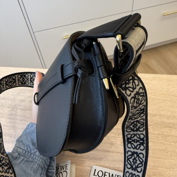 Loewe Mini Gate Dual Bag in Soft Calfskin and Jacquard Black