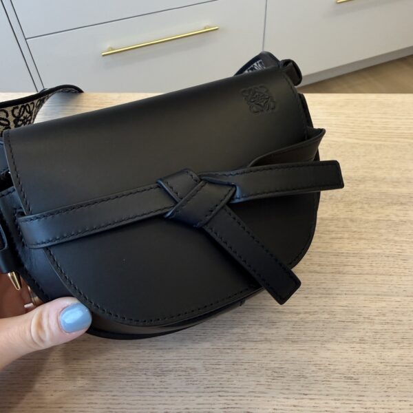 Loewe Mini Gate Dual Bag in Soft Calfskin and Jacquard Black