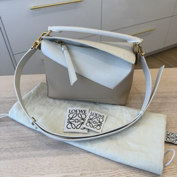 Loewe Puzzle Edge Small Top-Handle Bag in Tricolor Leather