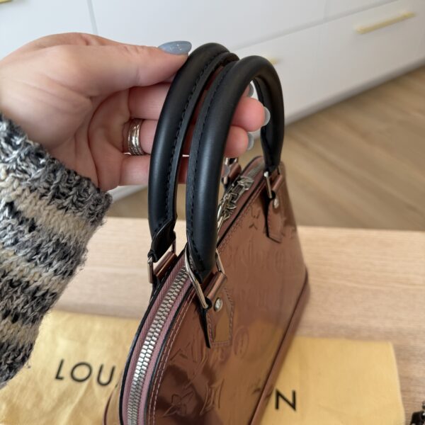 Louis Vuitton Alma Handbag Metallic Monogram Vernis with Leather BB