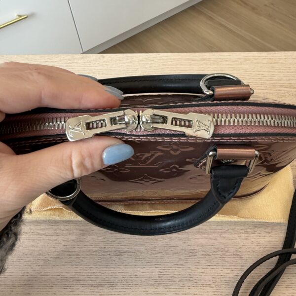 Louis Vuitton Alma Handbag Metallic Monogram Vernis with Leather BB