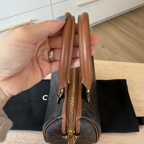 Celine Small Boston in Triomphe Canvas and Calfskin