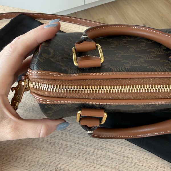 Celine Small Boston in Triomphe Canvas and Calfskin