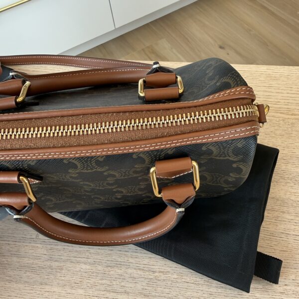 Celine Small Boston in Triomphe Canvas and Calfskin