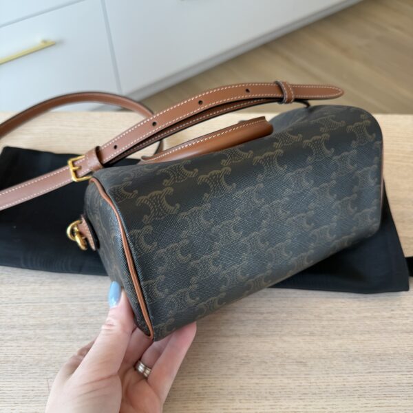 Celine Small Boston in Triomphe Canvas and Calfskin
