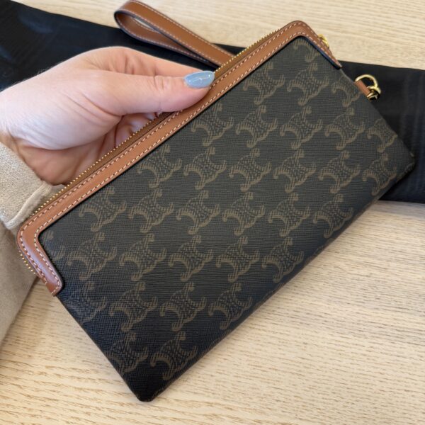 Celine Long Pouch with Strap in Triomphe Canvas and Calfskin