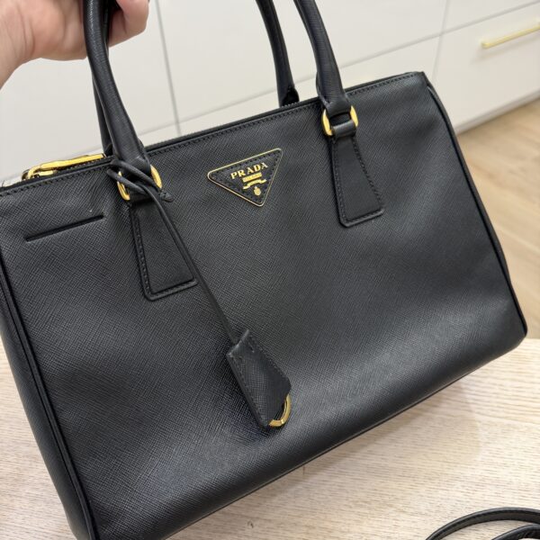 Prada Saffiano Small Galleria Double Zip Tote Black