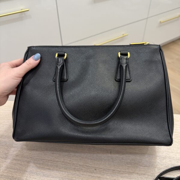 Prada Saffiano Small Galleria Double Zip Tote Black