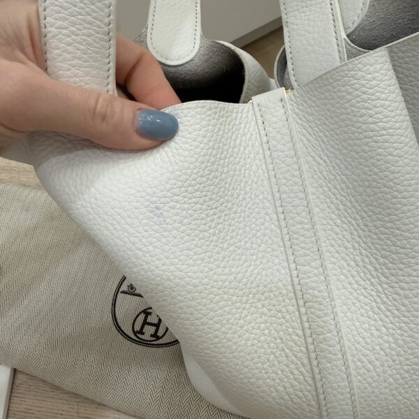 Hermes Taurillon Clemence Picotin Lock 22 MM Blanc GHW