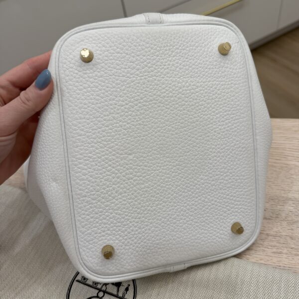 Hermes Taurillon Clemence Picotin Lock 22 MM Blanc GHW
