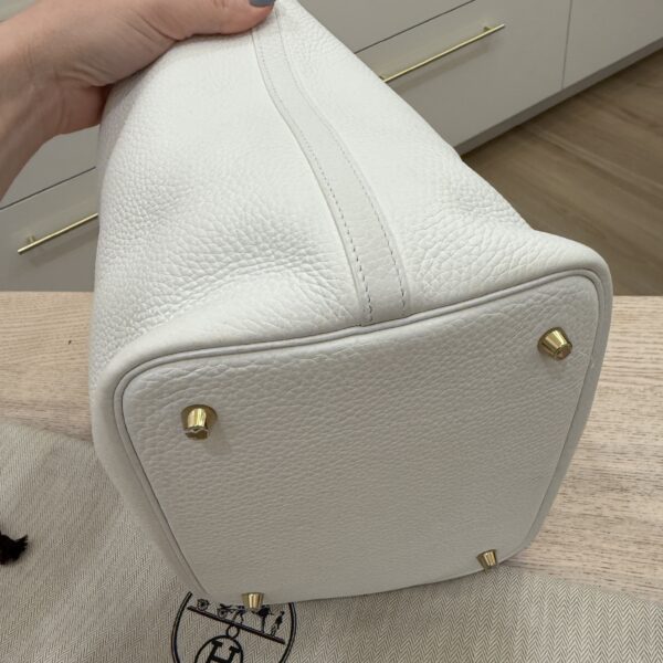 Hermes Taurillon Clemence Picotin Lock 22 MM Blanc GHW