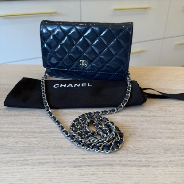 Chanel Patent Quilted CC Logo Wallet on Chain WOC