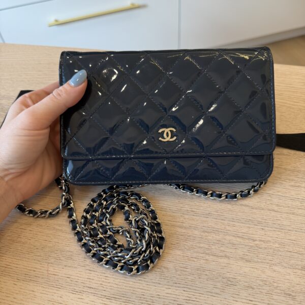 Chanel Patent Quilted CC Logo Wallet on Chain WOC