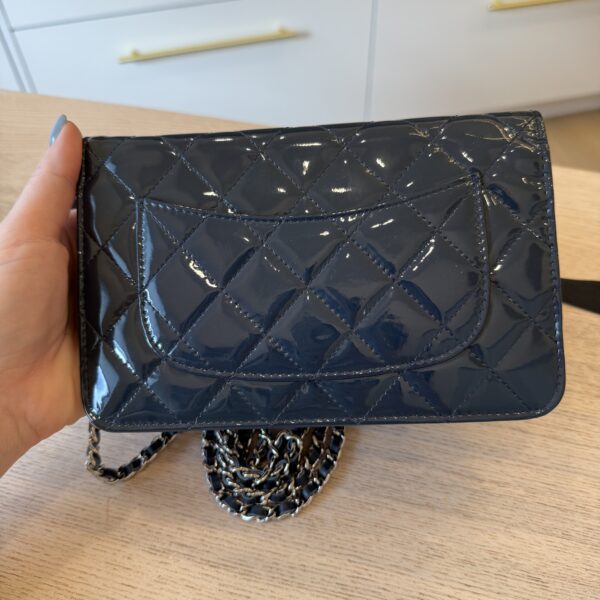 Chanel Patent Quilted CC Logo Wallet on Chain WOC