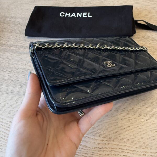 Chanel Patent Quilted CC Logo Wallet on Chain WOC