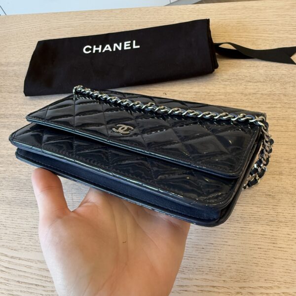 Chanel Patent Quilted CC Logo Wallet on Chain WOC