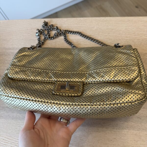 Chanel Metallic Gold Perforated Leather 2.55 Reissue Flap 225