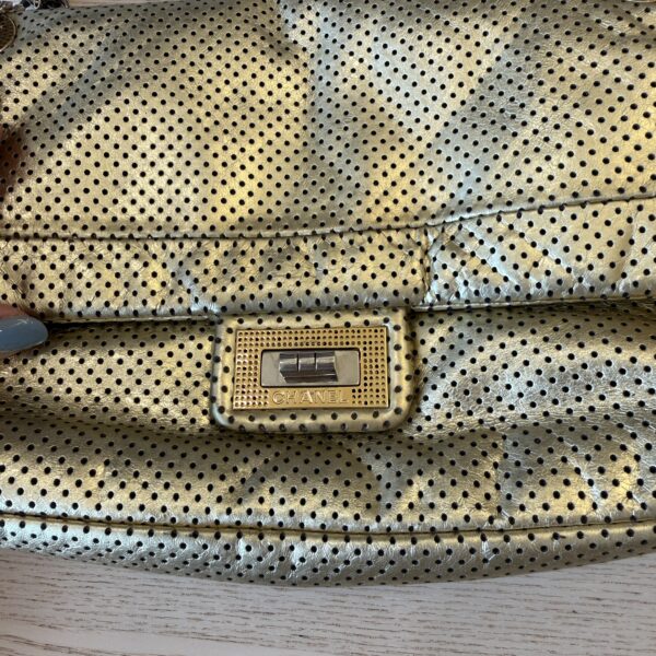 Chanel Metallic Gold Perforated Leather 2.55 Reissue Flap 225