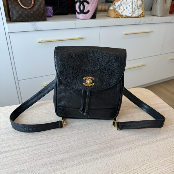 Chanel 24K Triple CC Backpack Black Gold Hardware