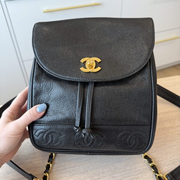 Chanel 24K Triple CC Backpack Black Gold Hardware