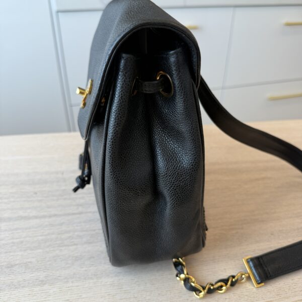 Chanel 24K Triple CC Backpack Black Gold Hardware