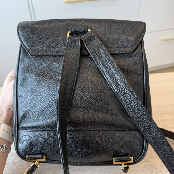 Chanel 24K Triple CC Backpack Black Gold Hardware