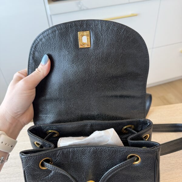 Chanel 24K Triple CC Backpack Black Gold Hardware