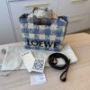 LOEWE Font Gingham Small Raffia Tote Bag