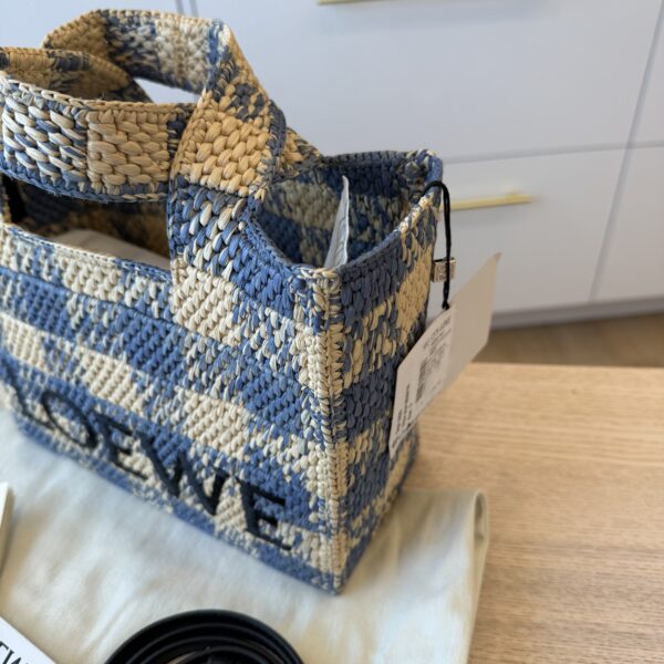 LOEWE Font Gingham Small Raffia Tote Bag