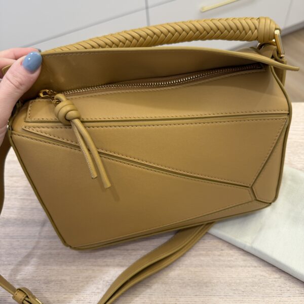 Loewe Calfskin Small Woven Puzzle Bag Sahara