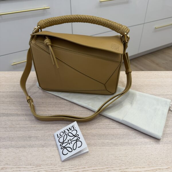 Loewe Calfskin Small Woven Puzzle Bag Sahara