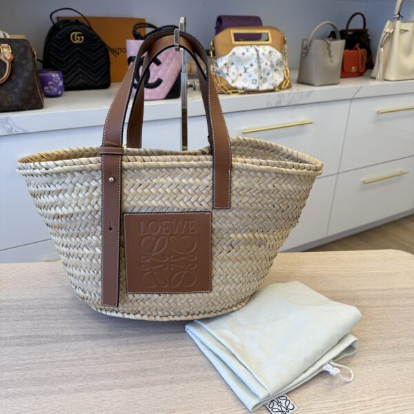 Loewe Raffia Basket Tote Bag Natural Tan