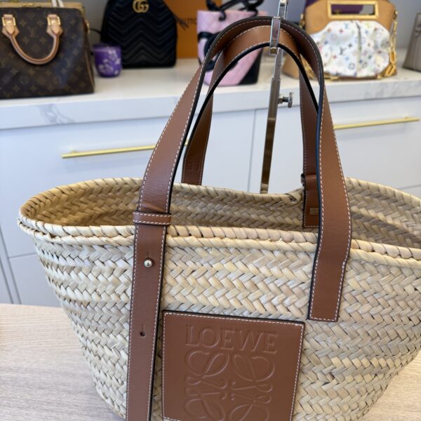 Loewe Raffia Basket Tote Bag Natural Tan