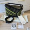 Loewe Raffia Calfskin Small Puzzle Bag Anise Olive