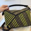 Loewe Raffia Calfskin Small Puzzle Bag Anise Olive