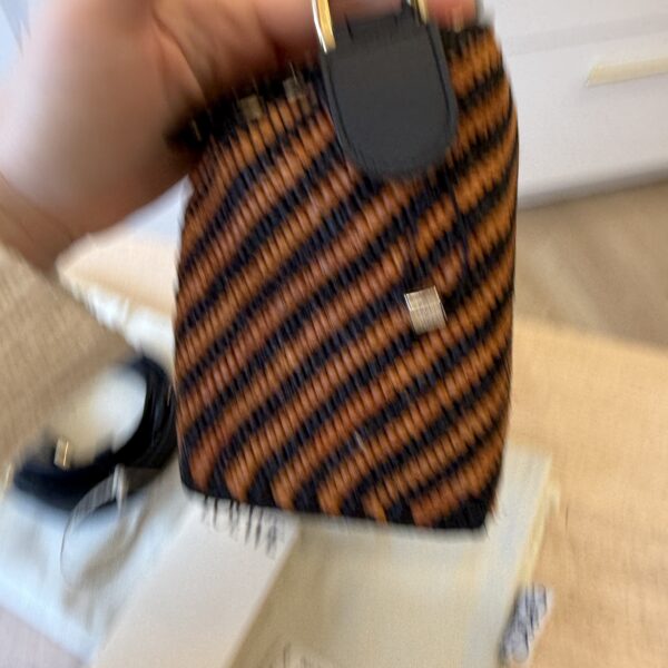 Loewe Raffia Calfskin Small Puzzle Bag Natural Tan