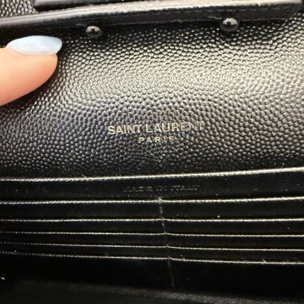 Saint Laurent Envelope Quilted Leather Chain Wallet Black and Black Hardware