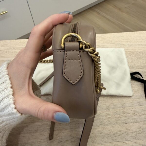 Gucci Calfskin Matelasse Mini GG Marmont Chain Shoulder Bag Porcelain Rose