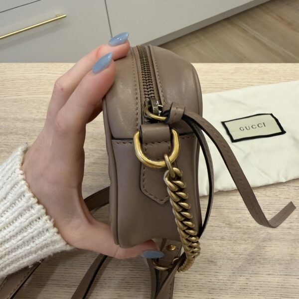 Gucci Calfskin Matelasse Mini GG Marmont Chain Shoulder Bag Porcelain Rose